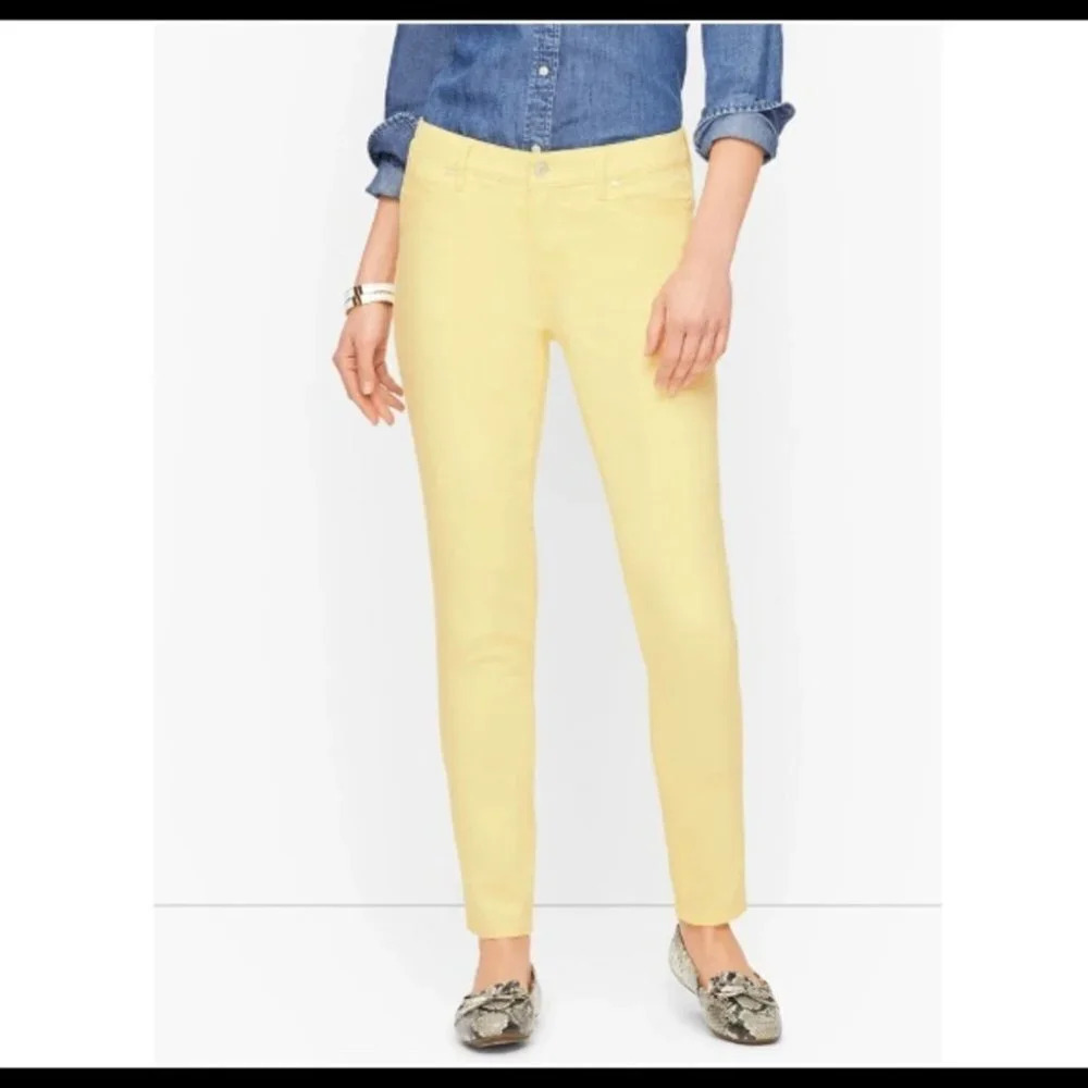 TALBOTS Sz 12P Slim Ankle Pastel Yellow Jeans NWT